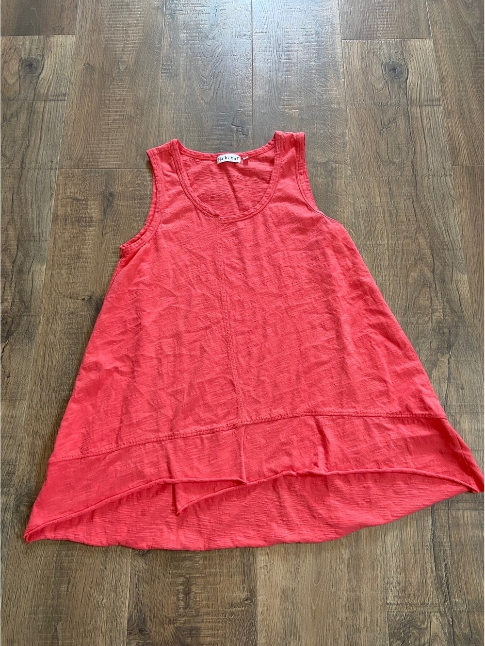 Habitat Cotton Asymmetric Shirt Tank Dress Small Raised Seams Pink/Orange